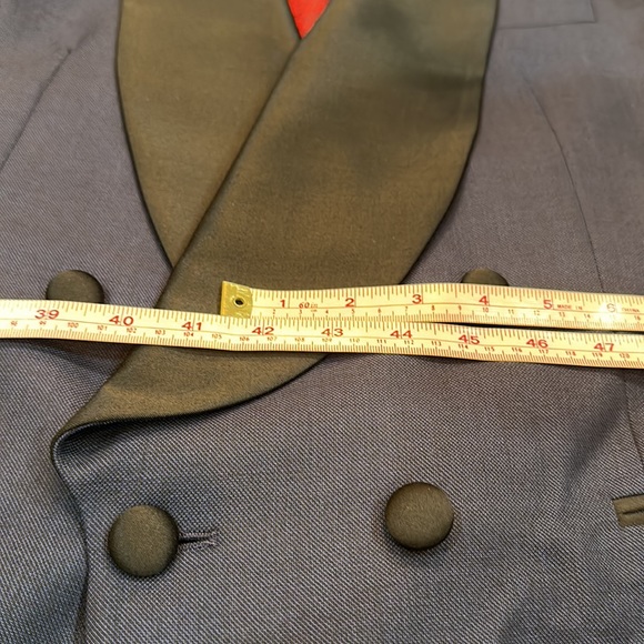 Designer Custom Suit Navy/Black with Red Lining - Picture 5 of 7